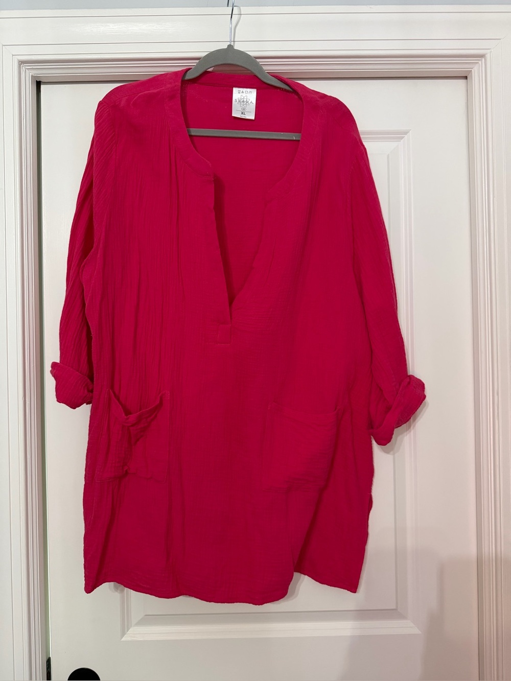 Serra Women’s Hot Pink Long-Sleeve Tunic Top cover up